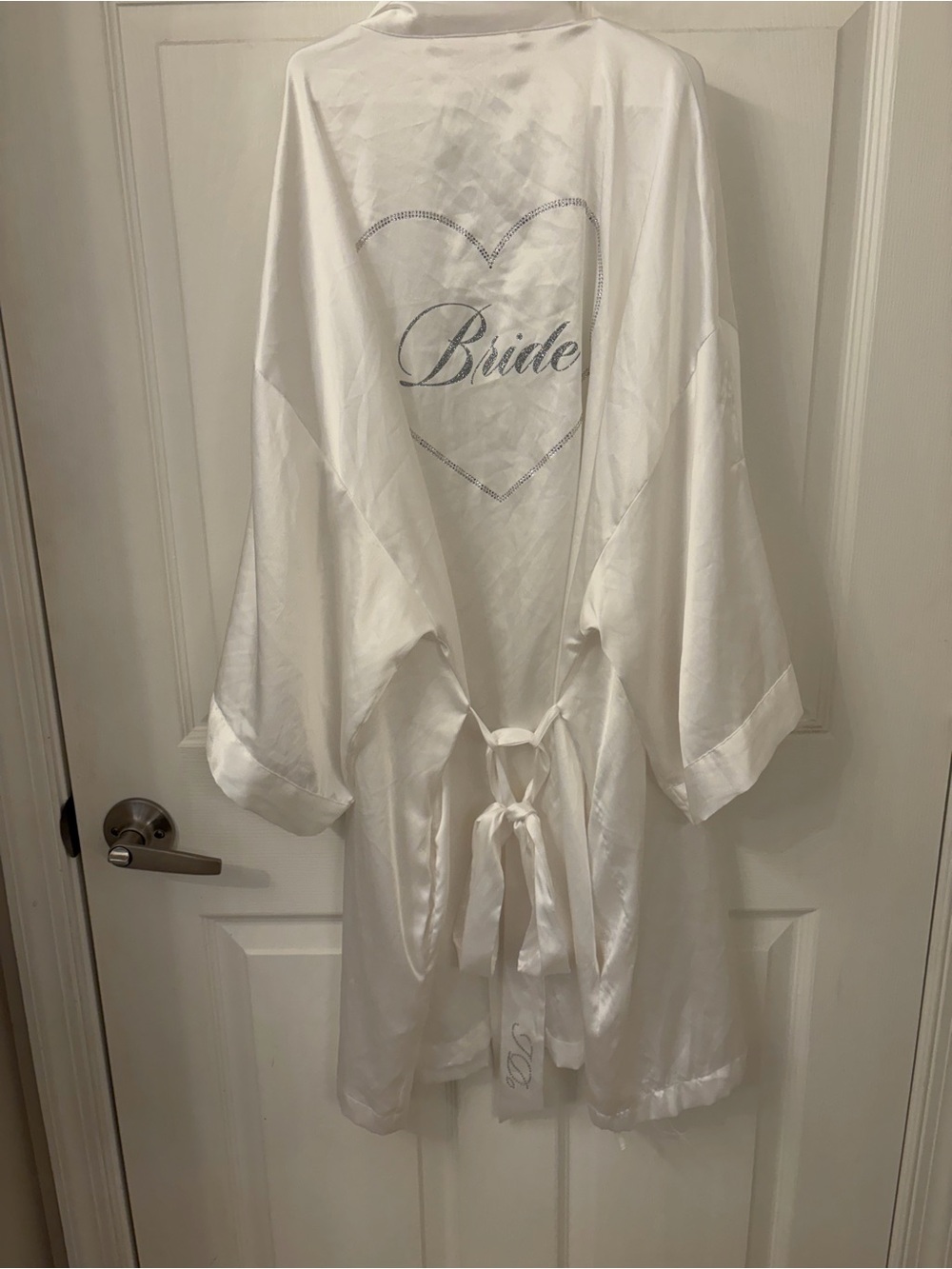 Victoria's Secret White Satin Bride Robe with Heart Script